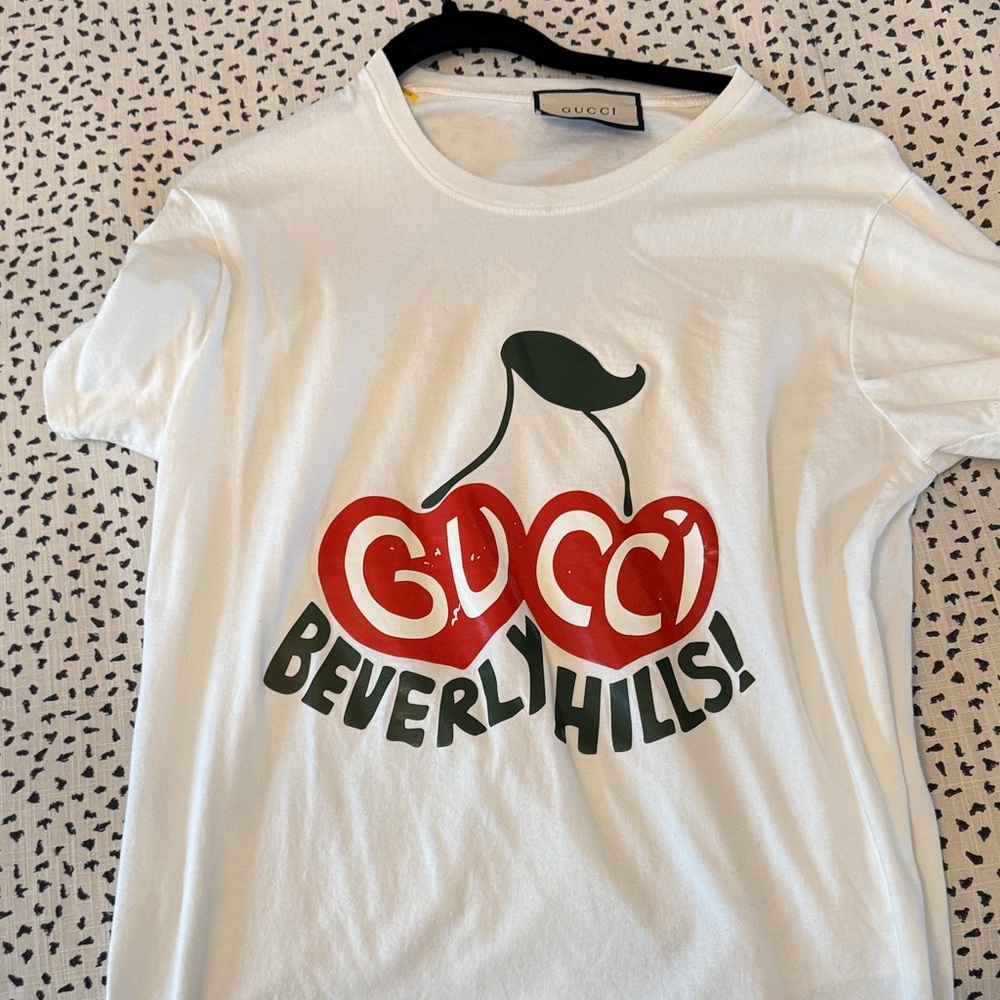 Gucci White Tee with Cherry Graphic